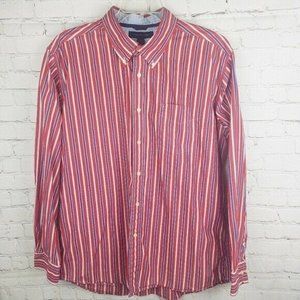 Tommy Hilfiger Striped Button Down Shirt Red Blue